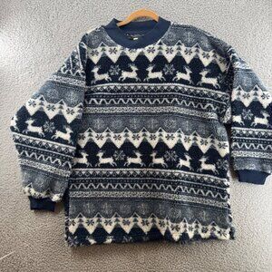 Vintage Metropolitan New York Fleece Sweater With Nordic Reindeer  Size Medium